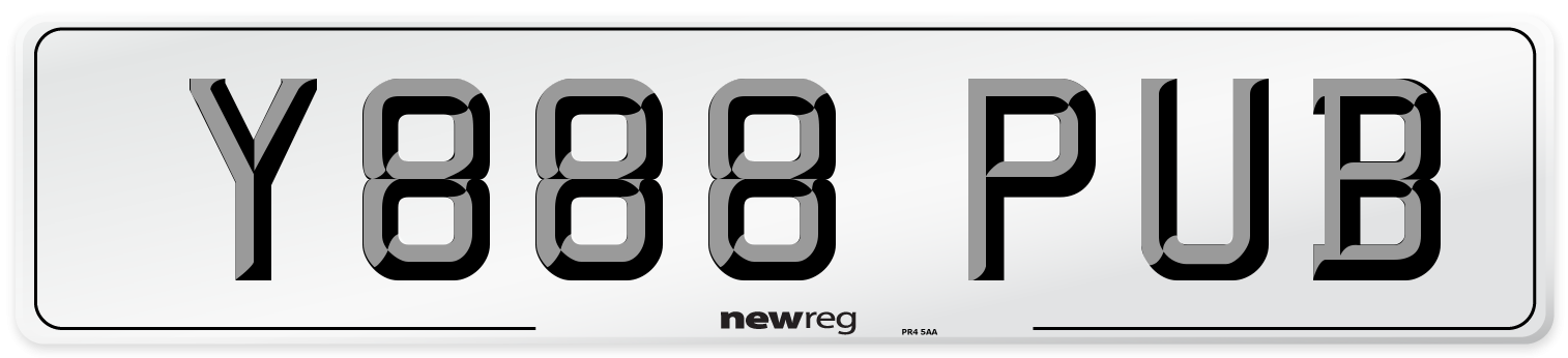 Y888 PUB Number Plate from New Reg